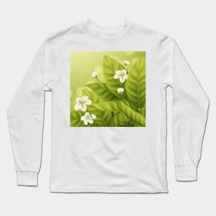 Yellow Green White Flowers Long Sleeve T-Shirt